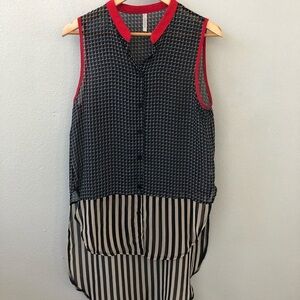 Striped sheer button down